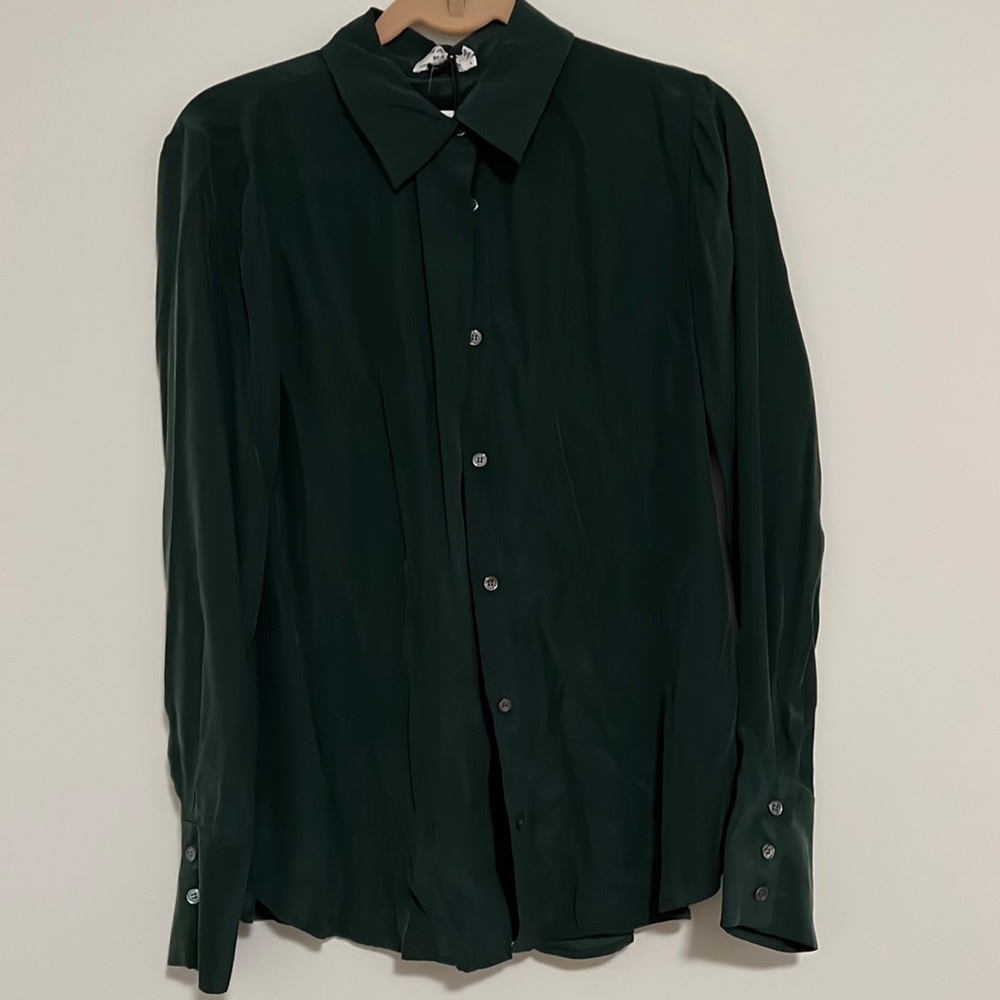 Button Front Silk Blouse